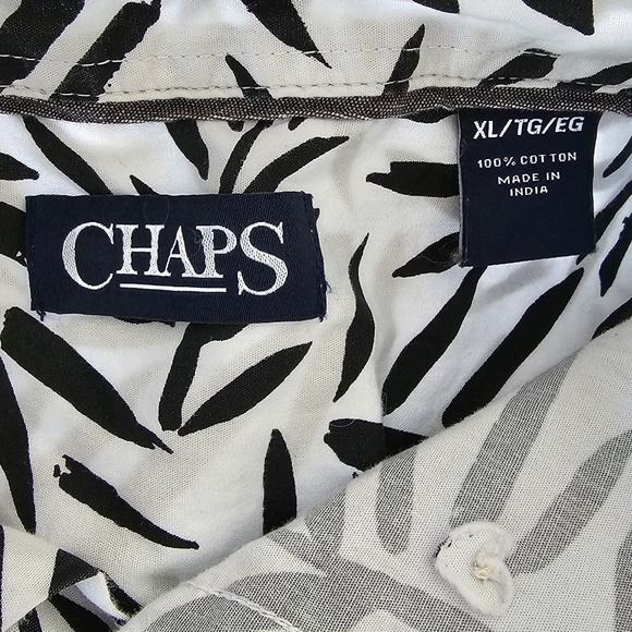 Chaps Black and White Button-Down Palm Shirt - Picture 4 of 4